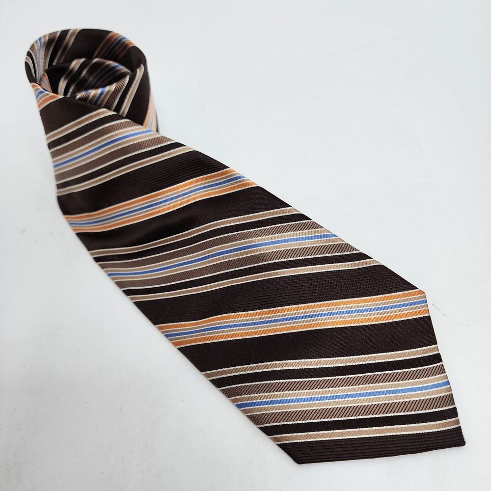 Michael Kors Tie 100%‎ Silk Brown Orange Striped